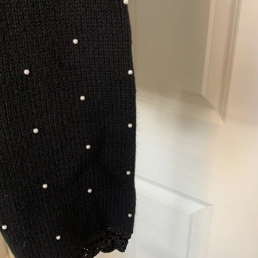Christopher and Banks Silk Rabbit Angora Ditsy Pearl Dot Black Sweater Med/Large - Picture 3 of 13